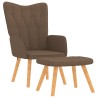 Chaise de relaxation avec tabouret Marron Tissu 