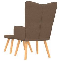 Chaise de relaxation avec tabouret Marron Tissu 