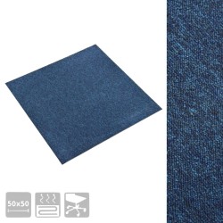 Dalles de tapis de sol 20 pcs 5 m² 50x50 cm Bleu foncé 