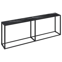 Table console Marbre noir 220x35x75,5 cm Verre trempé 
