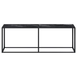 Table console Marbre noir 220x35x75,5 cm Verre trempé 