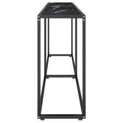 Table console Marbre noir 220x35x75,5 cm Verre trempé 
