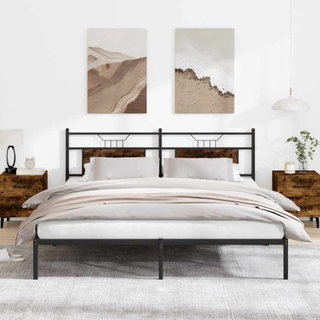 Cadre de lit sans matelas chêne fumé 183x213 cm bois ingénierie 