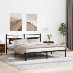 Cadre de lit sans matelas chêne fumé 183x213 cm bois ingénierie 