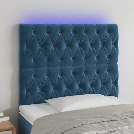 Tête de lit à LED Bleu foncé 90x7x118/128 cm Velours 
