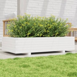 Jardinière blanc 110x60x26,5 cm bois de pin massif 
