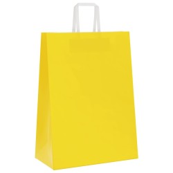Sacs en papier 250 pcs avec poignées jaune 32x17x44 cm 