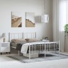Cadre de lit métal sans matelas et pied de lit blanc 135x190 cm 