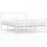 Cadre de lit métal sans matelas et pied de lit blanc 135x190 cm 