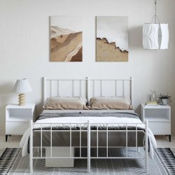 Cadre de lit métal sans matelas et pied de lit blanc 135x190 cm 