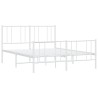 Cadre de lit métal sans matelas et pied de lit blanc 135x190 cm 