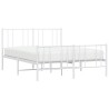 Cadre de lit métal sans matelas et pied de lit blanc 135x190 cm 