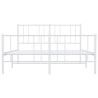 Cadre de lit métal sans matelas et pied de lit blanc 135x190 cm 