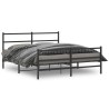 Cadre de lit métal sans matelas avec pied de lit noir 160x200cm 
