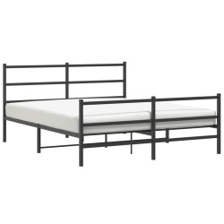 Cadre de lit métal sans matelas avec pied de lit noir 160x200cm 
