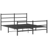 Cadre de lit métal sans matelas avec pied de lit noir 160x200cm 