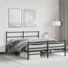 Cadre de lit métal sans matelas avec pied de lit noir 160x200cm 