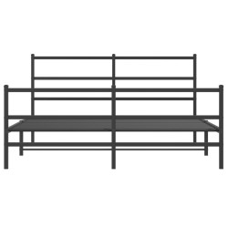 Cadre de lit métal sans matelas avec pied de lit noir 160x200cm 