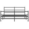 Cadre de lit métal sans matelas avec pied de lit noir 160x200cm 