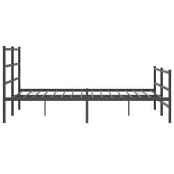Cadre de lit métal sans matelas avec pied de lit noir 160x200cm 