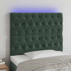 Tête de lit à LED Vert foncé 90x7x118/128 cm Velours 
