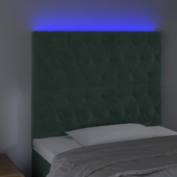 Tête de lit à LED Vert foncé 90x7x118/128 cm Velours 