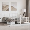 Cadre de lit métal sans matelas et pied de lit blanc 193x203 cm 
