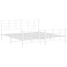 Cadre de lit métal sans matelas et pied de lit blanc 193x203 cm 