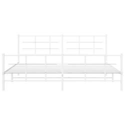 Cadre de lit métal sans matelas et pied de lit blanc 193x203 cm 