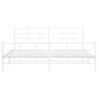 Cadre de lit métal sans matelas et pied de lit blanc 193x203 cm 