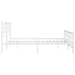Cadre de lit métal sans matelas et pied de lit blanc 193x203 cm 