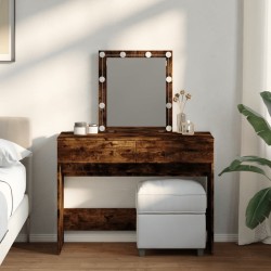 Coiffeuse avec LED chêne fumé 100x40x130 cm 