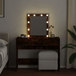 Coiffeuse avec LED chêne fumé 100x40x130 cm 
