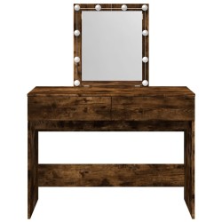 Coiffeuse avec LED chêne fumé 100x40x130 cm 