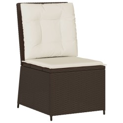 Canapé inclinable de jardin avec coussins marron résine tressée 