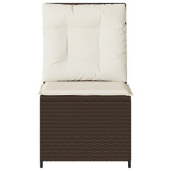 Canapé inclinable de jardin avec coussins marron résine tressée 