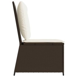 Canapé inclinable de jardin avec coussins marron résine tressée 
