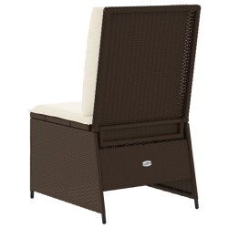 Canapé inclinable de jardin avec coussins marron résine tressée 