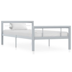 Cadre de lit sans matelas gris et blanc métal 90x200 cm 