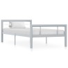 Cadre de lit sans matelas gris et blanc métal 90x200 cm 