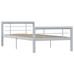 Cadre de lit sans matelas gris et blanc métal 90x200 cm 