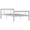 Cadre de lit sans matelas gris et blanc métal 90x200 cm 