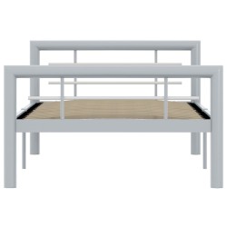 Cadre de lit sans matelas gris et blanc métal 90x200 cm 