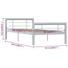 Cadre de lit sans matelas gris et blanc métal 90x200 cm 