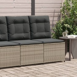 Canapé inclinable de jardin avec coussins gris résine tressée 