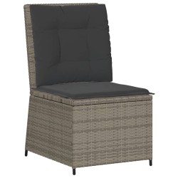 Canapé inclinable de jardin avec coussins gris résine tressée 