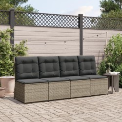Canapé inclinable de jardin avec coussins gris résine tressée 