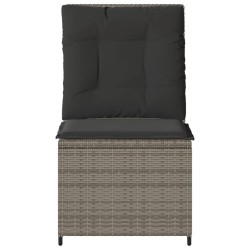 Canapé inclinable de jardin avec coussins gris résine tressée 