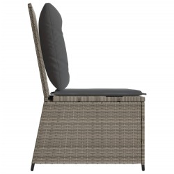Canapé inclinable de jardin avec coussins gris résine tressée 