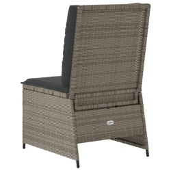 Canapé inclinable de jardin avec coussins gris résine tressée 